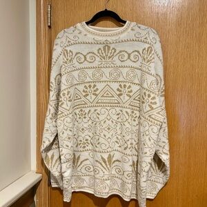 Vintage Cream and Gold Patterned Sweater